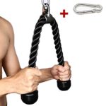 Tricep Rope 27 & 35 inches 2 Colors Fitness Attachment Cable Machine Pulldown Heavy Duty Coated Nylon Rope with Solid Rubber Ends