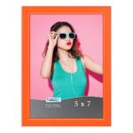 Icona Bay 5×7 Picture Frames, Colored Solid Wood Frame for Photo, Pizzazz Collection (Orange, 1 Pack)