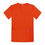 Sivvan Unisex Scrubs V-Neck 3 Pocket Top (Available in 12 Colors) – S8304 – Mandarin Orange – 2X