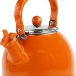 Calypso Basics by Reston Lloyd Harmonic Hum Whistling Teakettle with Glass Lid, 2.2-Quart, Orange