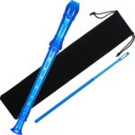 Pangda Descant Soprano Recorder German Style 8 Hole with Cleaning Rod, Black Storage Bag (Transparent Blue)