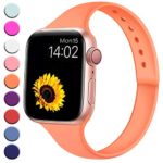 R-fun Slim Bands Compatible with Apple Watch Band 44mm Series 4 42mm Series 3/2/1, Soft Silicone Sport Strap Wristband for Women Men Kids with iWatch, Papaya Orange