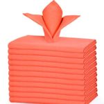 GLAMBURG Cotton Dinner Napkins Set of 12, Cloth Dinner Napkins 18×18, Soft and Comfortable Cocktail Napkins, Wedding Dinner Napkins, Christmas Napkins, Machine Washable – Coral Orange