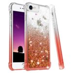 Ruky iPhone 6 6S 7 8 Case, iPhone 6 Case for Girls, Gradient Quicksand Series Glitter Bling Flowing Liquid Floating TPU Bumper Cushion Protective Cute Case for iPhone 6 6s 7 8, Gradient Coral