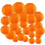 Just Artifacts Decorative Round Chinese Paper Lanterns 24pcs Assorted Sizes (Color: Orange)