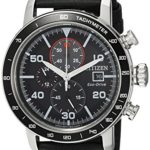 Citizen Men’s ‘Eco-Drive’ Quartz Stainless Steel and Leather Casual Watch, Color:Black (Model: CA0649-14E)