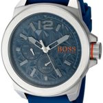 HUGO BOSS Orange Men’s ‘NEW YORK’ Quartz Stainless Steel and Silicone Casual Watch, Color Blue (Model: 1513348)