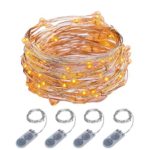 ITART Micro LED String Lights Battery Powered 4 Packs Orange Mini Fairy Hanging Light 20 LED 6Ft Ultra Thin Silver Wire Rope Lights for Christmas Trees Wedding Parties Bedroom
