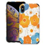 CUSTYPE Case for iPhone X, iPhone Xs Case Floral for Girls & Women, Floral Series Watercolor Orange Flower Print Pattern Design PC Leather with TPU Bumper Slim Protective Cover for iPhone Xs/X 5.8”
