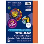 Tru-Ray Heavyweight Construction Paper, Orange,  9″ x 12″, 50 Sheets