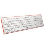 BFRIENDit Wired USB Keyboard , Comfortable Quiet Chocolate Keys , Durable Ultra-Slim Wired Computer Keyboard For PC , Windows 10 / 8 / 7 / Vista , KB1430 – White & Orange