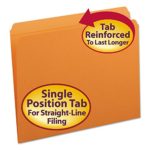 Smead File Folder, Reinforced Straight-Cut Tab, Letter Size, Orange, 100 per Box (12510)