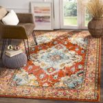 Safavieh Monaco Collection MNC243H Vintage Oriental Orange and Light Blue Distressed Area Rug (5’1″ x 7’7″)