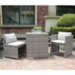 OC Orange-Casual 3 Piece Patio Wicker Outdoor Furniture Set, Rattan Conversation Set, Space Saving, for Garden, Lawn, Balcony