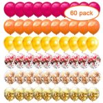 60PCS 12 Inches Latex Balloons Confetti Balloons Set – Red & Orange & Gold Balloons Helium Balloons for Birthday Fall Autumn Thanksgiving Give Thanks Party Decorations Supplies