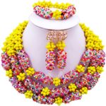 aczuv Nigerian Beaded Necklace Crystal Jewelry Sets African Wedding Beads for Brides Bridesmaids