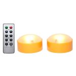 2 Pack Halloween LED Pumpkin Lights with Remote and Timers Battery Operated Jack-O-Lantern Lights Bright Flickering Flameless Electric Candles for Halloween Decor Holiday Decorations Orange Color
