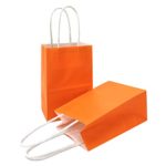 AZOWA Gift Bags Mini Small Kraft Paper Bags with Handles (4 x 2.4 x 6 in, Orange, 25 Pcs)