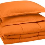 AmazonBasics Easy-Wash Microfiber Kid’s Comforter and Pillow Sham Set – Full or Queen, Bright Orange