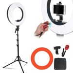 LS Photography LED 18-inch Diameter Ring Light Monolight with Tripod Stand, Cell Phone Holding Clip, Orange Color Filter Fabric Cover, Bluetooth Remote Camera Shutter, TEMLGG787