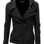 Doublju Fleece Zip-Up High Neck Jacket for Women with Plus Size