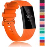 Velavior Waterproof Bands for Fitbit Charge 3 / Charge3 SE, Replacement Wristbands for Women Men Small Large (Orange, Small)