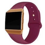 NAHAI Compatible Fit bit Ionic Bands, Soft Silicone Replacement Strap Accessory Breathable Wristbands for Fit bit Ionic Smart Watch, Large Small (Wine Red with Rose Button, Small(5.8”-7.9”))