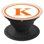 Initial Letter K Blaze Orange Color Monogram PopSockets Grip and Stand for Phones and Tablets