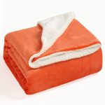 Bedsure Sherpa Fleece Blanket King Size Orange Fall Color Autumn Plush Blanket Fuzzy Soft Blanket Microfiber