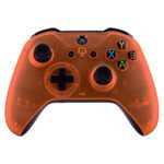 eXtremeRate Foggy Clear Orange Faceplate Cover, Soft Touch Front Housing Shell Case, Comfortable Soft Grip Replacement Kit for Xbox One S & Xbox One X Controller (Model 1708)