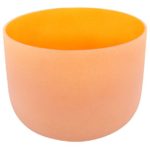 Orange Color Frosted Crystal Singing Bowl Note D 432Hz Sacral Chakra 10 inch Best and Highest Quality Sound & Material Orange Rubber Ball Mallet with Wooden Handle Included