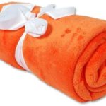 Threadart Super Soft Ultra Plush Fleece Throw Blankets 50″x60″ | Fuzzy Soft Cozy Microfiber | Orange | 11 Colors Available