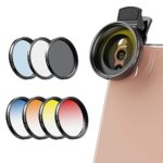Apexel Newly 52mm Phone Camera Lens Accessory Kit – Adjustable Graduated Color Filters (Blue Orange Grey Red), Star, CPL Filter, ND32 Filter for Camera, iPhone, Samsung, Huawei, etc