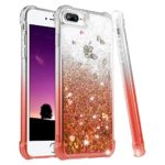 Ruky iPhone 7 Plus Case, iPhone 8 Plus Glitter Case, Gradient Quicksand Series Bling Liquid Floating TPU Bumper Cushion Women Girls Case for iPhone 6 Plus 6s Plus 7 Plus 8 Plus, Gradient Coral