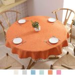 SPRICA Round Tablecloth, Cotton Linen Tassel Table Cover for Kitchen Dinner Table, Decorative Solid Color Table Desk Cover,Diameter 60″, Orange Red