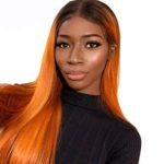 Beauhair Wig 1B/orange Color Lace Front Human Hair Wigs for Women with Baby Hair Preplucked Hairline Straight Brazilain Human Hair 130% Density Pre Plucked Wigs(14 inch)