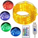 Katalamp 100 LED Fairy String Light USB Plug-in with Remote Timer, 33ft Twinkle Dimming Starry Lights Color Changing, Bedroom Garden Wedding Halloween Christmas Decor 16 Colors Changeable RGB