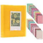 Ablus 64 Pockets Mini Photo Album for Fujifilm Instax Mini 7s 8 8+ 9 25 26 50s 70 90 Instant Camera & Name Card (Jelly Color, Orange)