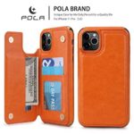 XiaoMinDian for iPhone 11 Pro 5.8 Inch Case, Electroplated PU Leather Wallet Case with Credit Card Slots for iPhone 11 Pro Anti-Skid Cover (Color : Orange)