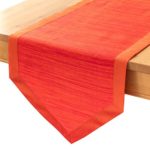 Bright Orange Kitchen Table Runners (14×90 inch, Pack of 1) V-End Border | Fabric Lined | Properly Finished, No Fray Edges | for Home, Kitchen, Dining Room, Holiday, Wedding Party Décor