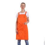 BIGHAS H Style Apron with Pocket for Women, Men Adjustable Large Size Comfortable, Kitchen, Home, Cooking 12 Colors (Orange)