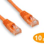 Cablelera ZPK143S07-10 Cat6 Ethernet Cable UTP Rated 550 MHz with snagless Molded Boots, Orange Color, 7′, 10 Pieces per Pack