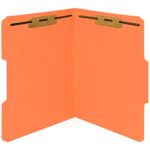 50 Orange Fastener File Folders – 1/3 Cut Reinforced Tab – Durable 2 Prongs Bonded Fastener Designed to Organize Standard Medical Files, Office Reports – Letter Size, Orange, 50 Pack