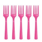 Premium Heavy Weight Plastic Forks | Bright Pink | Pack of 48 | Party Supply