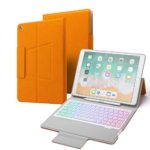 CQQDOQ Keyboard Case for iPad 10.2 2019 (7th Generation),7 Colors Backlit Auto Sleep/Wake Wireless Keyboard Slim Folio Case Cover with Built-in Pencil Holder for iPad 10.2″ 7th Gen 2019 (Orange)