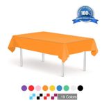 Orange Plastic Table Covers Disposable Rectangle Tablecloth 6 Pack 54″ x 108″ for 6 to 8 Foot Dinner Tables for Birthdays Parties Weddings Picnic Indoor or Outdoor Use