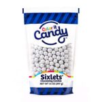Color It Candy Shimmer White Sixlets – Perfect for table centerpieces, weddings, birthdays, candy buffets, & party favors.