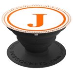 Initial Letter J Blaze Orange Color Monogram PopSockets Grip and Stand for Phones and Tablets