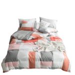 BoxHome Girl Watercolor Full Duvet Cover Pink Orange Grey Colorful 3 Pieces Queen Bedding Collections 100% Cotton Lightweight Breathable Bedding Sets for Kids Women Children Teen Students