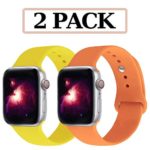 GZ GZHISY 2 Pack Compatible for Apple Watch Band 38mm 40mm, Soft Silicone Sport Strap Replacement iWatch Wristbands Compatible for iWatch Series 1, 2, 3, 4, 5, S/M, Yellow, Orange